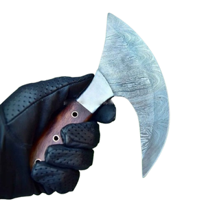 Handmade Damascus Steel Ulu Knife Custom Chopping Knife With Wooden Handle Pizza Slicer & Leather <b>Craft</b> Skiving Knife - Product Image 2