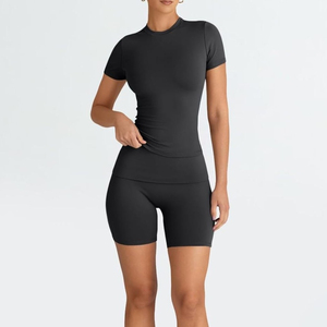 Hot Sale <b>Sexy</b> Club Crop Top Shorts <b>Sets</b> Women Summer Solid <b>Sets</b> Sleeveless Crop Top knitted two Pieces <b>Set</b> - Product Image 5