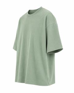 T-shirt décontracté à manches courtes et col rond pour homme, couleur unie, coupe oversize, en jersey 100 % coton, respirant et écologique, vente en gros - Product Image 3
