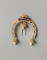 Épingle à cheveux ethnique traditionnelle, pince à chignon Jhumki, motif paon, accessoire de coiffure, bijou de mariage avec perles et pompons – Fabricant
