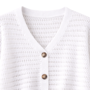 Cardigan en tricot blanc pour femme, décontracté, à manches longues, col en V, boutonné, style automne, pull court tendance, manteau d'extérieur - Product Image 4