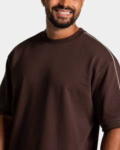 T-shirt et short surdimensionnés pour homme, personnalisés, en coton mélangé respirant, avec passepoil, pour le sport et le streetwear – Meilleures ventes - Product Image 3