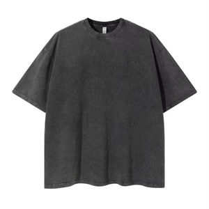 เสื้อยืดผู้ชายสไตล์วินเทจทรงโอเวอร์ไซส์ พิมพ์ลายโลโก้ ล้างสีแบบแอซิดวอช เสื้อยืดโอเวอร์ไซส์ลำลองแนวสตรีทแวร์ - Product Image 5