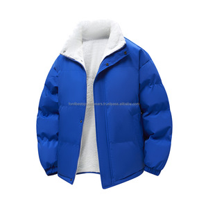 <b>Men</b> <b>White</b> Puffer <b>Jacket</b> Winter Casual Eco-Friendly Worsted Fabric Windproof Cotton Filling Zipper Closure Solid Color Hooded - Product Image 5