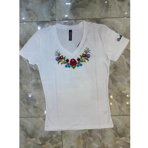 Camiseta de Algodón Casual de Alta Calidad para Mujer, Cuello en V, Holgada, con Hombros Descubiertos, Transpirable y Ecológica, Proveedor de BD - Product Image 1