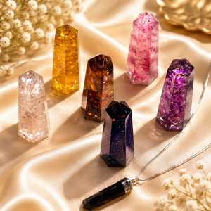 Natural Crystal <b>Orgonite</b> Healing Tower Energy Generator Point Chakra Meditation Reiki Home Decor Pendant Set - Product Image 2