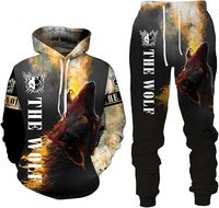 Kışlık Slim Fit Baskılı Büyük Beden Kalın %100 Pamuk Kapüşonlu Sweatshirt Pantolon 2 Parça Eşofman Takımı Erkek Kadın