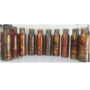 Antique Copper <b>Water</b> <b>Bottle</b> Pure Copper Leak Proof Handcrafted Ayurvedic Health Benefits Eco-Friendly Sustainable 500ml - Product Image 3