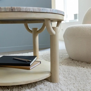 Table basse ronde Vandana Nimbus Stellar en bois de manguier et marbre - Product Image 3