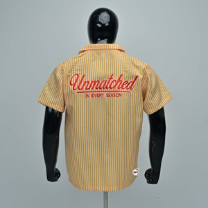 Camicia Casual da Uomo Gialla a Righe con <span class=keywords><strong>Mezze</strong></span> <span class=keywords><strong>Maniche</strong></span>, Design Sublimato, Vestibilità Regolare, Traspirante, con Logo Ricamato sul Davanti - Product Image 2