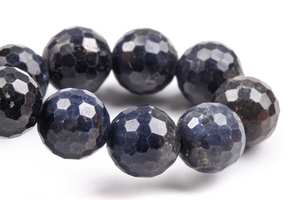 Pulsera de Cuentas de Zafiro Azul de 8-9 mm, Piedras Preciosas Redondas Microfacetadas Naturales Genuinas de Grado - Product Image 4
