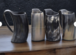 Taza de cuerno africano vikingo de búfalo Natural artesanal de primera calidad con fondo de madera para té, café y cerveza - Product Image 3