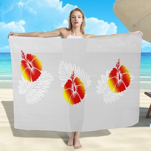 Prix promotionnel – Sarong de plage personnalisé en gros, imprimé fleurs tropicales, sarongs hawaïens, couvre-bikini, châle pour femme, écharpe - Product Image 1