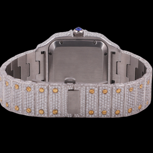 Reloj de Moda con Caja Cuadrada, Cierre Oculto, Movimiento de Cuarzo, Esfera de Cristal, Moissanita con Corte Brillante, Números Romanos, Estilo Hip Hop - Product Image 4