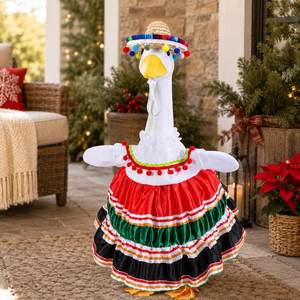 Porch Goose Clothing Mexican Fiesta Costume Pom <b>Dress</b> Straw Sombrero Yard Garden Statue Holiday Decor Ornament - Product Image 1