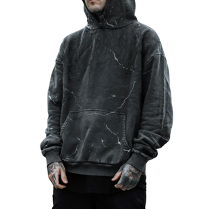 Sweat à capuche délavé à l'acide pour homme, vintage, lavé, à manches longues, streetwear, coupe ample, polaire doux, couleurs personnalisées, vente en gros - Product Image 1