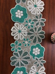 B H CRAFTS Manteles Individuales Rectangulares Hechos a Mano con Hojas de Palma y Bordado de Algodón, Camino de Mesa Tejido Verde, Decoración para Comedor - Product Image 4