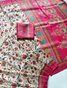 Sari de Jacquard de Seda Suave con Tejido Jari Puro Reglance, Estampado Digital Pashmina, Acabado con Ribete Dori, Suave, Cómodo y Tradicional - Product Image 6