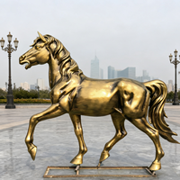 Sculpture de cheval Art Déco en fibre de verre, finition imitation cuivre, écologique, taille réelle, pour extérieur, statue décorative d'animal