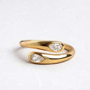 Unique Design Pear Cut Moissanite Open Wrap Band <b>Ring</b> 925 Sterling Silver Rose Plated & Rhodium Plated Wedding Promise Jewelry - Product Image 3