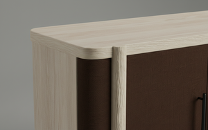 Buffet moderne à 2 portes en chêne massif pour salon - Rangement résistant à l'eau avec design minimaliste - Product Image 6