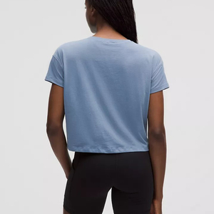 Custom Oversized Boxy <b>Drop</b> Shoulder Women's Printed T-shirts Heavyweight Distressed <b>Acid</b> Washed Crop Top Women's Tee Shirt - Product Image 2