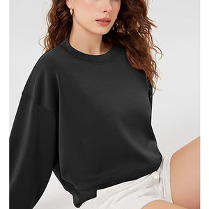 Sudadera Corta Personalizada para Mujer, 100% Algodón, Gruesa, 360g, Casual, Cuello Redondo, Manga Larga, Bordada, para Otoño - Product Image 3