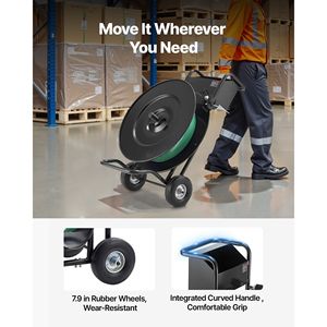 Carrello per Reggiatura Resistente con Dispenser per Bobine da 8-16 Pollici, Compatibile con Reggiature in PET/PP/Acciaio - Product Image 3