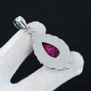 Wholesale Natural <b>Ruby</b> Pendant 925 Sterling Silver Handmade Pear Shape Gemstone Luxury Chains <b>Necklace</b> Unisex - Product Image 3