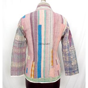 Wholesale 100% Cotton Designer <b>Kantha</b> <b>Jacket</b> Multi-Colour Ethnic Denim Style Embroidery Open Design Handmade Vintage Knitted - Product Image 4