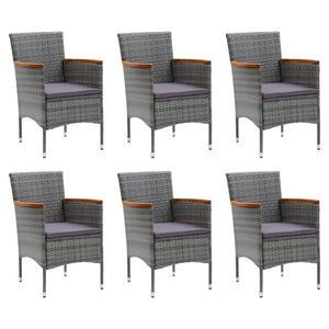 Juego de Comedor de Aluminio Negro con Sillas Grises y Cojines Gris Oscuro para Jardín - Product Image 3
