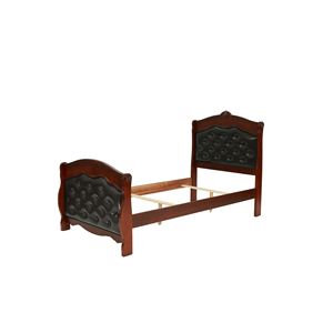 Letto singolo Dark Cherry con testiera e pediera in similpelle color espresso, imbottito, in compensato, 1 pz, per camera da letto - Product Image 2