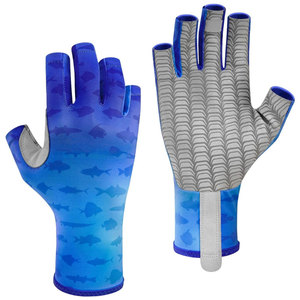 Guantes de vela sin dedos para hombres y mujeres, protección solar UPF 50+ UV, color azul degradado, guantes para navegación, pesca y deportes acuáticos. - Product Image 1