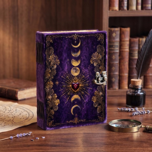 Grimoire en cuir Cœur Céleste et Lune, Livre des Ombres fait main, Carnet de Sorcellerie, Journal Gothique en Cuir - Product Image 4