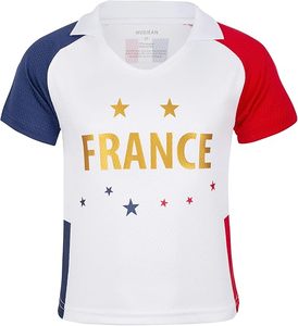 France National Team Jersey Set White Blue <b>Red</b> Shorts With Number 10 Polyester Kids Sports Wear - Product Image 2