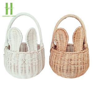 Cesta de almacenamiento de conejito de Pascua Cesta de almacenamiento de ratán bohemio Cesta multiusos tejida a mano Embalaje OEM en Vietnam - Product Image 1