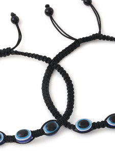 Cheville à breloques triple œil bleu pour femme, réglable, avec cordon noir - Product Image 3