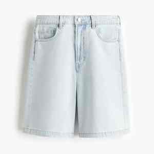 Pantalones Cortos de Mezclilla Casuales Rectos para Hombre, Estilo Vintage de Verano, con Detalles de Agujeros, Transpirables, de Secado Rápido, Azul Claro, de Alta Calidad, con Dobladillo sin Rematar - Product Image 1