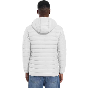 Chaqueta Acolchada Blanca Personalizada OEM, Ligera, Cortavientos, con Cierre de Cremallera, Abrigo Informal de Otoño, Ajuste Regular, con Capucha - Product Image 3