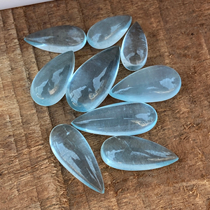 Lot de pierres d'aquamarine naturelle, forme poire, cabochon, beauté naturelle, bonne couleur et qualité, pour la création de bijoux, 20,48 carats - Product Image 1
