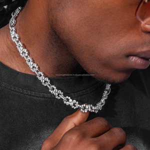 Bling Iced Diamond Hombres 925 Sterling Silver Party Jewelry Gold Moissanite Infinitely Cuban Link Chain para regalo Compromiso - Product Image 6