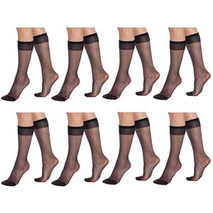 Medias Transparentes hasta la Rodilla para Mujer, 8 Pares, Medias de Nailon de 15 Denier con Banda Antideslizante, Nailon Fino Transparente - Product Image 1
