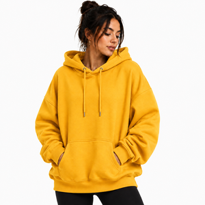 Hoodie surdimensionné personnalisé en coton avec impression en relief, style streetwear, coupe décontractée, broderie unie pour hommes et femmes - Product Image 4