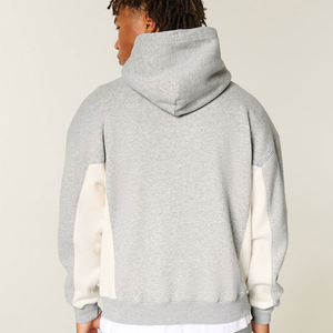 Sweat-shirt à capuche surdimensionné personnalisé en tissu épais, avec empiècements latéraux bicolores, style vintage, fermeture éclair, pour homme, avec logo personnalisé - Product Image 2