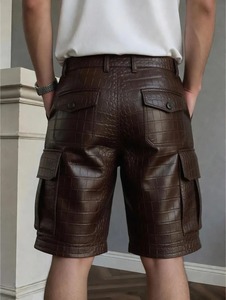 Pantalones Cortos de Cuero de Alta Calidad para Hombre, Logotipo Personalizado OEM ODM, Pantalones Cortos de Cuero Premium con Bolsillos Laterales, Pantalones Cortos de Secado Rápido Casuales - Product Image 2