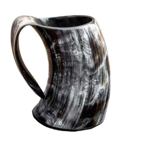 Coupe à boire en corne viking avec enveloppe en cuir et chaîne. Coupe en corne viking faite à la main pour l'ale ou le whisky. Corne à boire viking. - Product Image 1