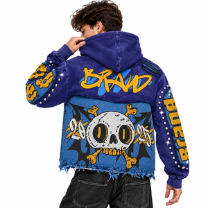 Conjunto Deportivo Y2K Personalizado para Hombre, Sudadera con Capucha y Pantalones Jogger con Estampado Gráfico, Detalles Desgastados, Chándal Informal, Sudaderas con Capucha de Diseño OEM - Product Image 2