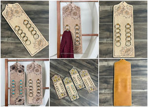 Nuevo Soporte de Pared para Pañuelos de Cuero Repujado Artesanal, Diseño Floral Occidental, Organizador de Pañuelos con Múltiples Anillos - Product Image 3