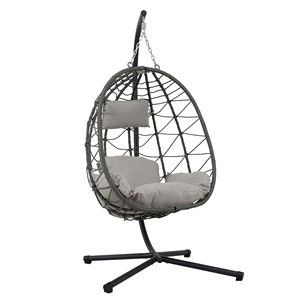 Fauteuil suspendu en forme d'œuf pour intérieur/extérieur avec support, fauteuil suspendu en osier pour patio, chambre à coucher, salon - Product Image 3