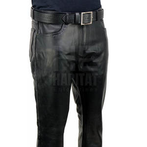 Pantalon en cuir pour homme, style classique, coupe confortable, cuir véritable souple, adapté aux hommes - Product Image 6